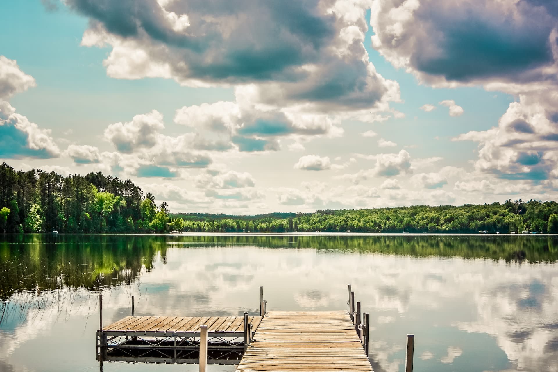 Fence, Wisconsin dock on lake
